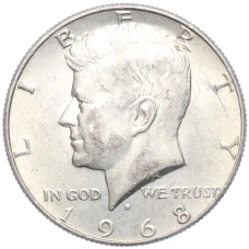 Монета 1/2 доллара (50 центов) 1968 года D США (аверс)