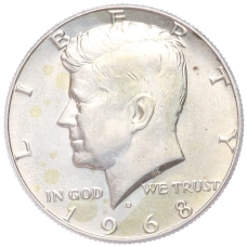 Монета 1/2 доллара (50 центов) 1968 года D США (аверс)