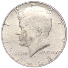 Монета 1/2 доллара (50 центов) 1968 года D США (аверс)