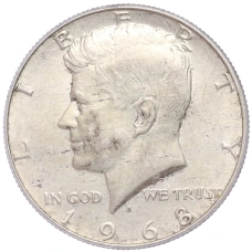 Монета 1/2 доллара (50 центов) 1968 года D США (аверс)