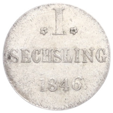 Монета 1 сешлинг 1846 года Гамбург (аверс)