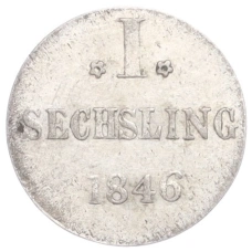 Монета 1 сешлинг 1846 года Гамбург (аверс)