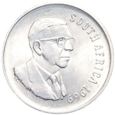 Монета 1 рэнд 1969 года ЮАР «Окончание президентства Теофилуса Дёнгеса» (SOUTH AFRICA) (аверс)