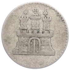 Монета 1 шиллинг 1855 года Гамбург (реверс)