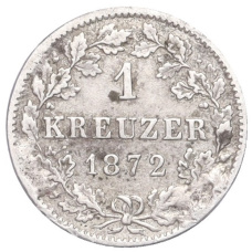 Монета 1 крейцер 1872 года Вюртемберг (аверс)