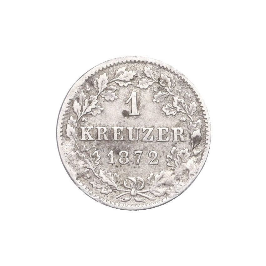 Монета 1 крейцер 1872 года Вюртемберг