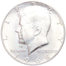 Монета 1/2 доллара (50 центов) 1968 года D США (аверс)