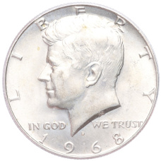 Монета 1/2 доллара (50 центов) 1968 года D США (аверс)