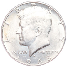 Монета 1/2 доллара (50 центов) 1968 года D США (аверс)