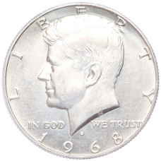 Монета 1/2 доллара (50 центов) 1968 года D США (аверс)