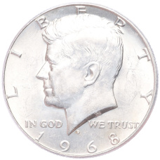 Монета 1/2 доллара (50 центов) 1968 года D США (аверс)