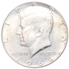 Монета 1/2 доллара (50 центов) 1966 года США (аверс)