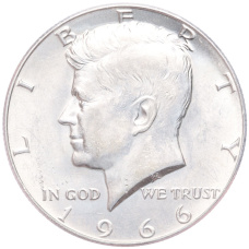 Монета 1/2 доллара (50 центов) 1966 года США (аверс)