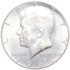 Монета 1/2 доллара (50 центов) 1966 года США (аверс)