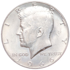 Монета 1/2 доллара (50 центов) 1966 года США (аверс)