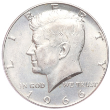 Монета 1/2 доллара (50 центов) 1966 года США (аверс)