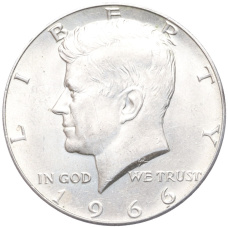 Монета 1/2 доллара (50 центов) 1966 года США (аверс)