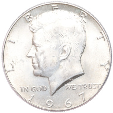 Монета 1/2 доллара (50 центов) 1967 года США (аверс)