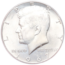 Монета 1/2 доллара (50 центов) 1967 года США (аверс)