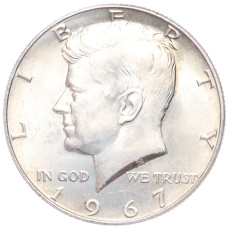 Монета 1/2 доллара (50 центов) 1967 года США (аверс)