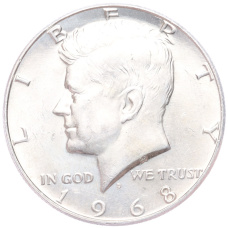 Монета 1/2 доллара (50 центов) 1968 года D США (аверс)