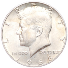 Монета 1/2 доллара (50 центов) 1968 года D США (аверс)