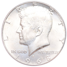 Монета 1/2 доллара (50 центов) 1968 года D США (аверс)