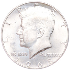 Монета 1/2 доллара (50 центов) 1968 года D США (аверс)
