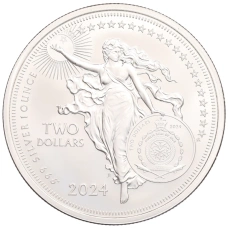 Монета 2 доллара 2024 года Ниуэ «Иконы вдохновения — Иоганн Гутенберг» (реверс)