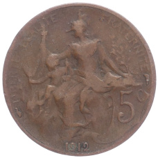 Монета 5 сантимов 1912 года Франция (аверс)