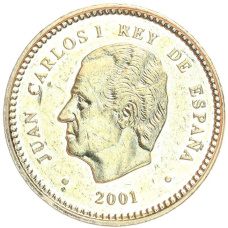 Монета 100 песет 2001 года Испания «132 года песете» (Цветное покрытие) (реверс)