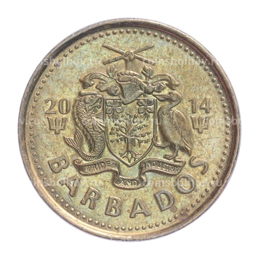 Монета 5 центов 2014 года Барбадос