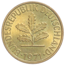 Монета 5 пфенннигов 1971 года F Западная Германия (ФРГ) (аверс)