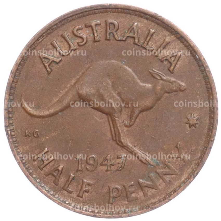 Монета 1/2 пенни 1947 года Австралия
