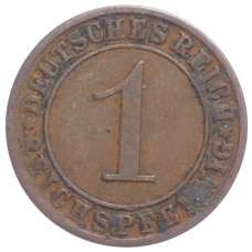 Монета 1 рейхспфенниг 1925 года A Германия (реверс)