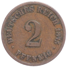 Монета 2 пфеннига 1875 года B Германия (аверс)
