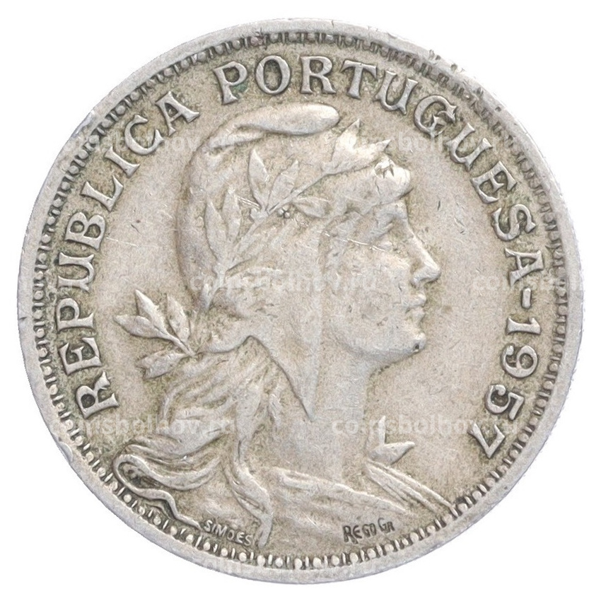 Монета 50 сентаво 1957 года Португалия