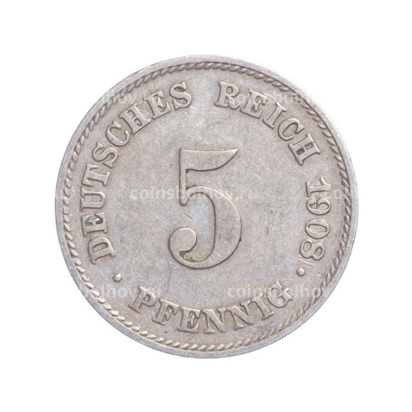 Монета 5 пфеннигов 1908 года E Германия