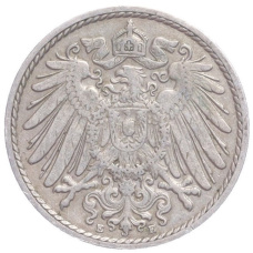 Монета 5 пфеннигов 1908 года E Германия (реверс)