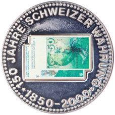 Монета Монетовидный жетон 2000 года Швейцария «150 лет единой денежной системе — 50 франков» (аверс)