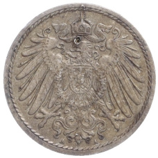 Монета 5 пфеннигов 1908 года A Германия (реверс)