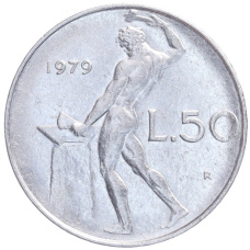 Монета 50 лир 1979 года Италия (аверс)