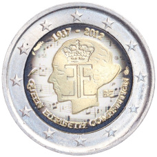 Монета 2 евро 2012 года Бельгия «75 лет музыкальному конкурсу имени Королевы Елизаветы» (Цветная) (аверс)