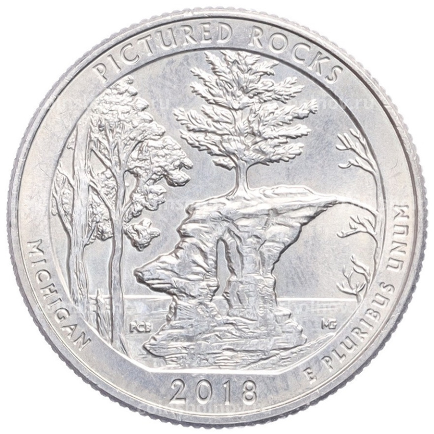 Монета 1/4 доллара (25 центов) 2018 года D США «Национальные парки — №41 Национальное побережье живописных камней»