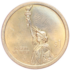 Монета 1 доллар 2021 года D США «Американские инновации — Первый государственный университет» (реверс)