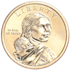 Монета 1 доллар 2020 года D США «Коренные американцы (Сакагавея) — Элизабет Ператрович и Закон о борьбе с дискриминацией 1945 года» (реверс)