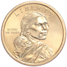 Монета 1 доллар 2020 года D США «Коренные американцы (Сакагавея) — Элизабет Ператрович и Закон о борьбе с дискриминацией 1945 года» (реверс)