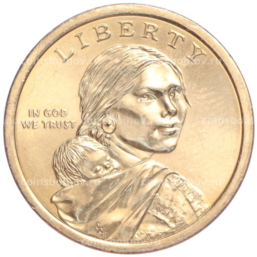 Монета 1 доллар 2020 года D США «Коренные американцы (Сакагавея) — Элизабет Ператрович и Закон о борьбе с дискриминацией 1945 года» (вид 2)