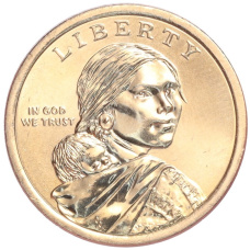 Монета 1 доллар 2020 года D США «Коренные американцы (Сакагавея) — Элизабет Ператрович и Закон о борьбе с дискриминацией 1945 года» (реверс)