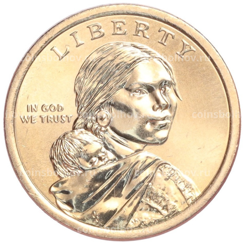 Монета 1 доллар 2020 года D США «Коренные американцы (Сакагавея) — Элизабет Ператрович и Закон о борьбе с дискриминацией 1945 года» (вид 2)